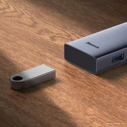 Хаб Baseus BS-OH150 UltraJoy Series 5 портов Type-C до HDMI4K@30 Гц*1+USB 3.0*3+PD*1 Space Grey B00052801811-00