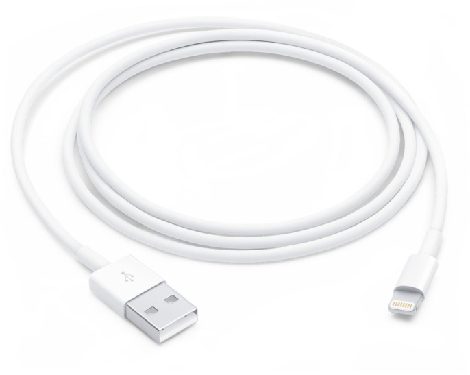 Кабель Apple A1480, Lightning m - USB m , 1м, MFI, белый [mxly2fe/a]
