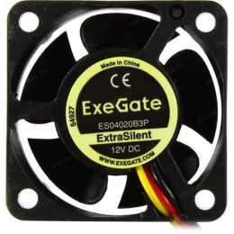 Вентилятор 12В DC ExeGate ExtraSilent ES04020B3P (40x40x20 мм, 2-Ball (двойной шарикоподшипник),3pin, 5500RPM, 24dBA) EX297015RUS