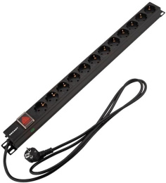 Блок распределения питания REXANT 04-0204-2,  вертикал.размещ.,  SchukoХ12,  Тип вход. тока 16A,  2м