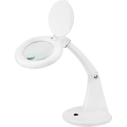 Малая настольная лупа REXANT 3Х +доп.12Х с подсветкой 60 LED, белая 31-0243