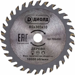 Диск пильный ДМФ-85 ТС 85х1.8х10 мм, 30Т для ДП-0.55МФ ДИОЛД 90063001
