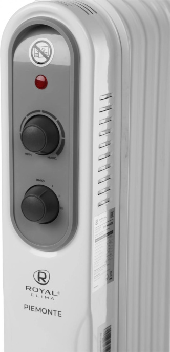 Радиатор масляный Royal Clima PIEMONTE ROR-P5-1000M 1000Вт белый/серый