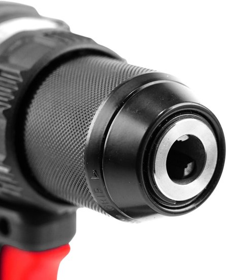 Дрель-шуруповерт TEH TDBL1020-2B (напряжение 20 В, обороты: 0-500/2100 об/мин, крутящий момент 100 нм, быстрозажимной патрон 13 мм, в комплекте крюк для ремня, комплектация: 2 шт акб 2 ач, зу, кейс stack)