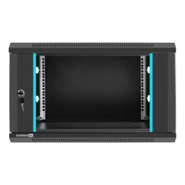 Шкаф телекоммуникационный 19" настенный 6U ExeGate EC-WM-6U.450.G.BLACK (19”, 6U, 600x450x370mm (ШхГхВ), передняя дверь закаленное стекло, съемные боковые панели, пыле- и влагозащита IP23, черный RAL 9004) EX298605RUS