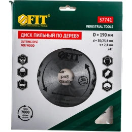Диск пильный по дереву (190х30 мм; 24Т) для циркулярных пил Fit 37741