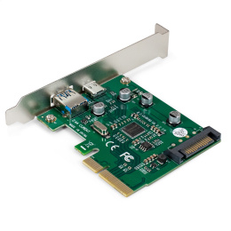 Контроллер ExeGate EXE-320-1A1C 10Gbps (PCI-E x4 v3.0, USB3.2 Gen2 1xType-A + 1xType-C ext., SuperSpeed+ скорость до 10 Гбит/с, разъем доп.питания, ASMedia Chipset ASM1142) EX298302RUS