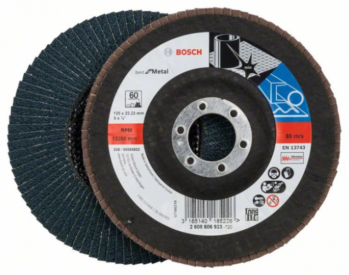 Шлифовальный круг Bosch K40 Prof for Metal 2.608.607.365 металл, зернистость 40, 1 в наборе, до 12250 об/мин, сухая шлифовка, ширина/диаметр 125 мм, посадочный размер 22.2 мм