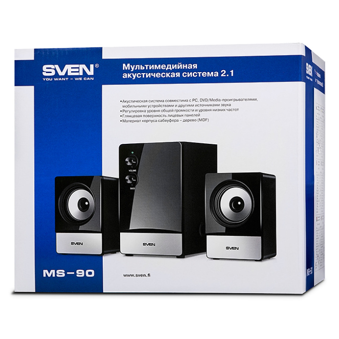 Колонки Sven MS-90,  2.1,  черный [sv-012861]