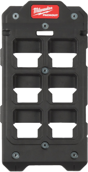 Монтажная пластина Milwaukee PackOut 4932480621 для фиксации на поверхностях, изготовлен из ударопрочного полимера, усиленные металлом точки крепления