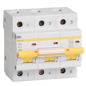 Автоматический выключатель IEK ВА47-100 (MVA40-3-100-C) 100A тип C 10кА 3П 400В 4.5 модуля белый (упак.:1шт)