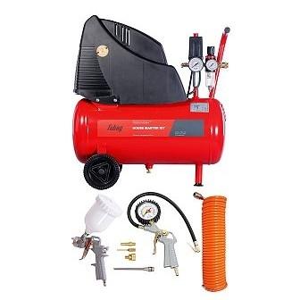 FUBAG HOUSE MASTER KIT Компрессор+набор из 5 предметов [8213800KOA610 8213800KOA541 ] {Реси- вер, л 24 Произ- водит., л/мин 180 Давле- ние, бар 8 Мощность, кВт1.1 Напря- жение, В 220 Вес, кг 19}