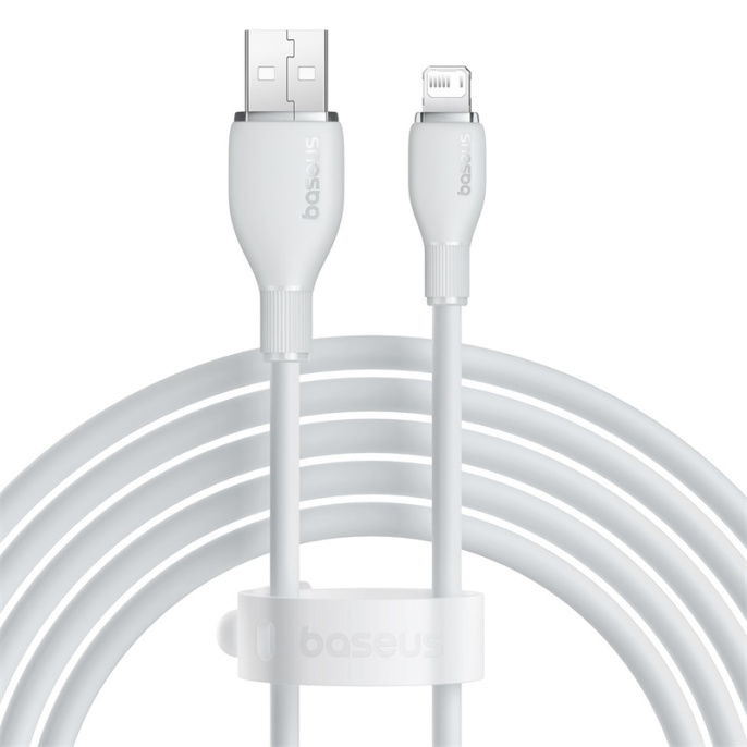 Кабель Baseus P10355700221-01 Pudding Series Fast Charging Cable USB to iP 2.4A 2m Stellar White (передача данных: 480 Мбит/с, поддержка быстрой зарядки)