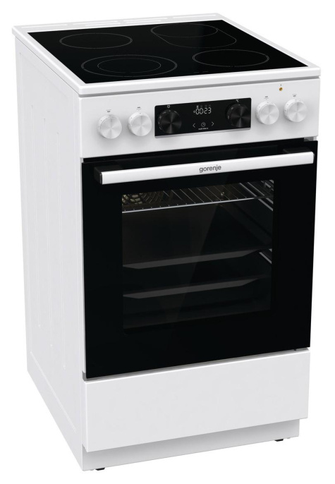 Электрическая плита Gorenje GECS5C70WA, стеклокерамика, инфракрасная, без крышки, белый/черный