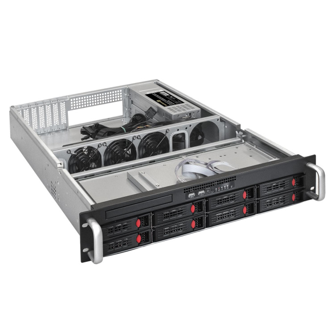 Серверная платформа ExeGate Pro 2U550-HS08 <RM 19", высота 2U, глубина 550, Redundant БП 2x550W, 8xHotSwap, 2xUSB> EX292412RUS