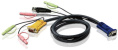 ATEN 2L-5303U Шнур, мон+клав+мышь USB+аудио, SPHD15+2xRCA HD DB15+USB A-Тип+2xRCA, Male, 8+4+2x2 проводов, опрессованный, 3 метр., черный, [ATEN 2L-5303U]
