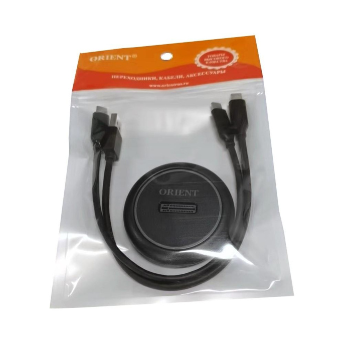 ORIENT UHD-524LED, USB 3.2 Gen2 USB 3.1 док-станция для SSD M.2 M-key NVMe JMS581DL, поддержка UASP,TRIM , скорость до 10 GB/s, два кабеля подключения USB Type-A + Type-C, подсветка корпуса 33405