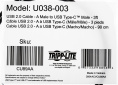 Кабель Tripp Lite U038-003, USB Type-C m - USB m , 0.9м, черный