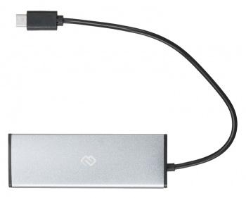 Хаб разветвитель Digma HUB-4U2.0-UC-DS, серебристый