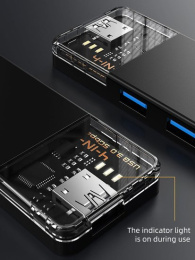 Концентратор CABLETIME CB03B (CT-HUBT3-PB) 4 порта, 5Gbps, 0.15 м, с адаптером USB-C, USB-хаб для ноутбука и ПК