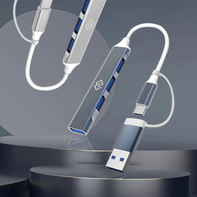Хаб (разветвитель) Digma DHUB-4USB-AC-3.0, серебристый
