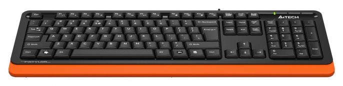 Клавиатура A4TECH Fstyler FKS10, проводная, USB, мембранная, черный/оранжевый [fks10 orange]