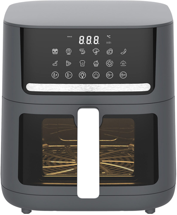 Аэрофритюрница Honor Choice Air Fryer Dark Gray YJ-NL65037AD диапазон температур выпечки: 80-200℃, прозрачные окна, объем 7л, высокоскоростнfz циркуляциz горячего воздуха на 360°, интеллектуальное сенсорное управление
