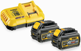 Энергокомплект DeWalt DCB118T2-QW набор из АКБ 2шт и ЗУ, напряжение аккумулятора: 18/54В, емкость аккумулятора: 2/6А·ч, ток заряда: 8А, устройство аккумулятора: слайдер, тип аккумулятора: Li-Ion, индикатор заряда, защита от перегрева