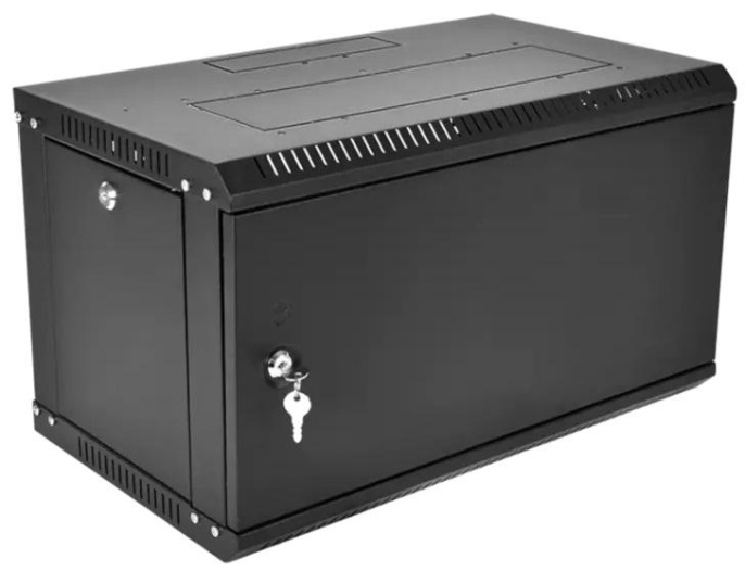 Шкаф коммутационный ЦМО ШРН-Эконом ШРН-Э-6.350.1-9005 настенный, стальная передняя дверь, 6U, 600x345x350 мм