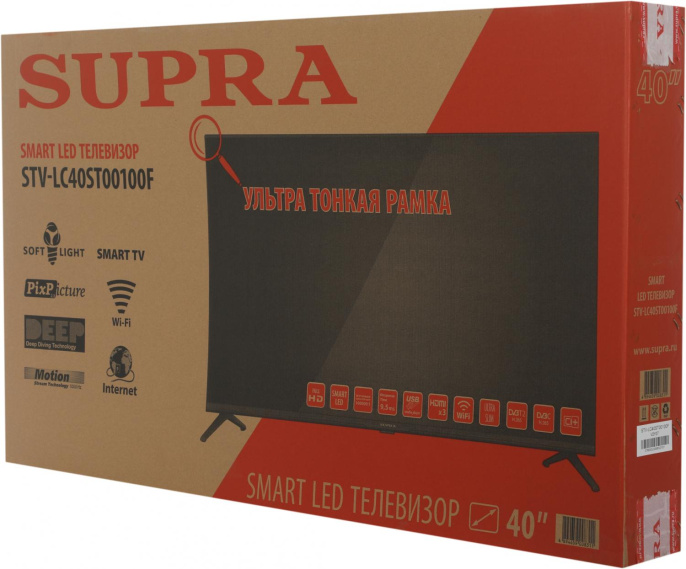40" Телевизор Supra STV-LC40ST00100F FULL HD, СМАРТ ТВ, Android, черный