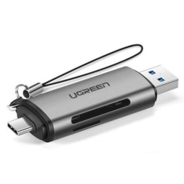 Кардридер UGREEN CM185 50706 USB-C/USB-A Card Reader. Цвет: серый