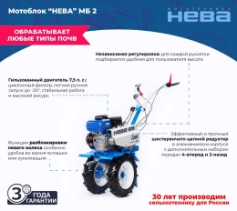 Мотоблок Нева МБ2-ZS GB225 с двигателем Zongshen 7.5 л.с.