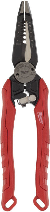 Кусачки Milwaukee 7в1 (4932478554) (снятие изоляции; размеры 0.75мм², 1мм², 1.5мм², 2.5мм², 4мм², 6мм², снятие внутренней фаски на трубах диаметром 12-25мм, изогнутые и закаленные лазером режущие кромки, встроенный обжимщик клемм, встроенный резак для бол