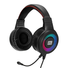 Полноразмерные игровые наушники с микрофоном (гарнитура) ExeGate Gaming HS-520G (регулировка оголовья, гибкий держатель микрофона, USB, 2x3.5мм, динамик 40мм, 20-20000Гц, длина кабеля 2.5м, регулировка громкости, RGB подсветка) EX295316RUS