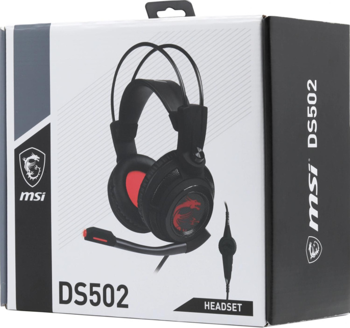 Гарнитура игровая MSI DS502, для компьютера, накладные, проводные, черный [s37-0400120-sv1]