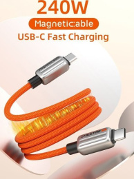 Магнитный кабель USB-C CABLETIME CU08H (CT-CM240-MZB1) 1 м, 480 Мбит/с, 5А/48В, 240Вт, PD 3.1, черный, для быстрого заряда смартфонов и ноутбуков