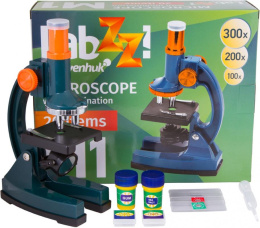 Микроскоп Levenhuk LabZZ M1 монокуляр 100-300x на 3 объектива зеленый/оранжевый (69739)