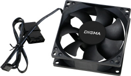 Вентилятор Digma DFan-80 80мм, 3-pin, от БП:4-pin Molex , 1800об/мин, 23 дБ, черный, Ret