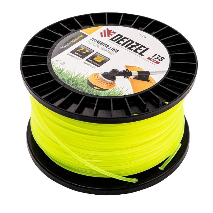 Denzel Леска для триммера квадрат, 2,7м х 138м, на DIN катушке FLEX CORD [96293]