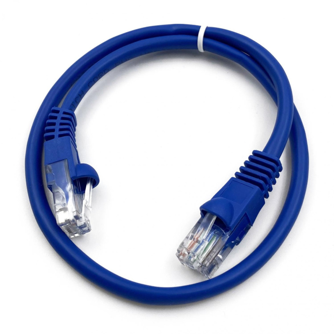 Патч-корд Buro литой (molded), UTP, кат.5E, 0.5м, 4 пары, 26AWG,  алюминий омедненный,  многожильный,  голубой