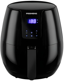 Аэрогриль Redmond AG1902 (1500 Вт, металлический (ТЭН) нагревательный элемент, сенсорное управление, объем колбы: 3.1 л, таймер, регулировка температуры, цвет: черный)