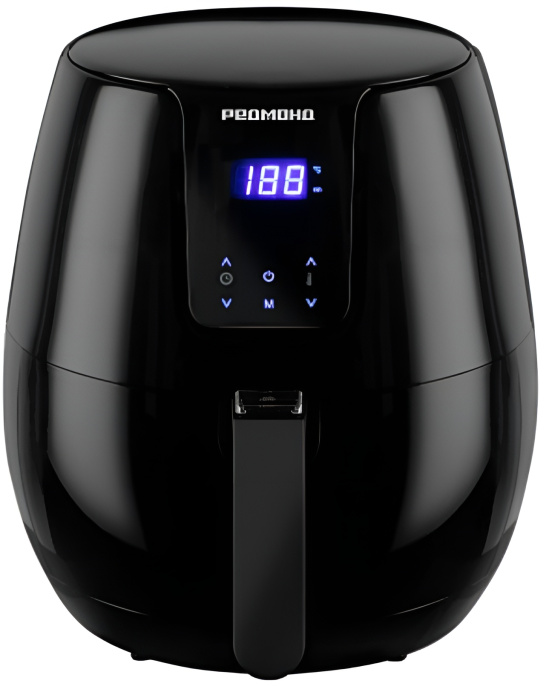 Аэрогриль Redmond AG1902 (1500 Вт, металлический (ТЭН) нагревательный элемент, сенсорное управление, объем колбы: 3.1 л, таймер, регулировка температуры, цвет: черный)