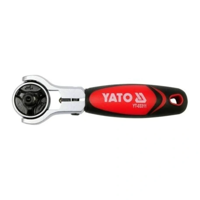 Трещотка YATO 1/4" 72Т 115мм, реверсивная резинопластиковая ручка YT-03311