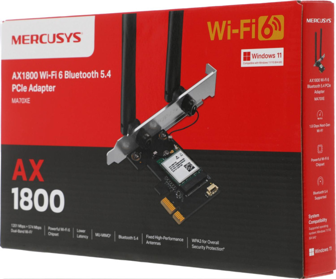Wi-Fi + Bluetooth адаптер MERCUSYS MA70XE PCI Express