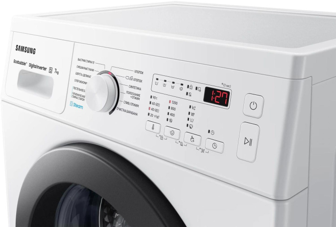 Стиральная машина Samsung WW70AG4S21VELD, с фронтальной загрузкой, 7кг, 1200об/мин, с паром, инверторная