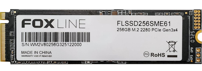 Твердотельный накопитель Foxline SSD ME, 256GB, M.2 22x80mm , NVMe, PCIe 3.0 x4, 3D TLC, R/W 1500/1100MB/s 2 года FLSSD256SME61