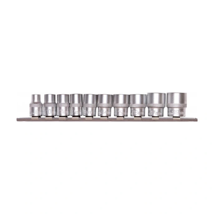 Набор торцевых головок, 3/8", 12-ти гр CrV, 8-19 мм, 10 шт. STELS 13607