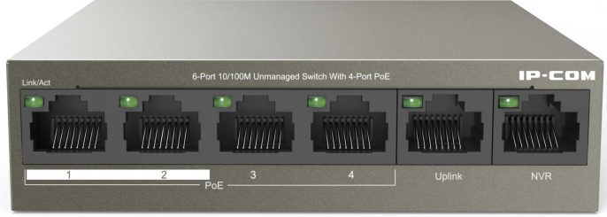 Коммутатор IP-COM F1106P-4-63W, неуправляемый