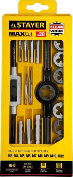 Набор метчиков/плашек Stayer 28012-H20 в комплекте 20 предметов