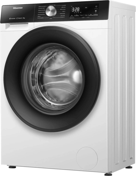 Стиральная машина Hisense WF3S6021BWU, с фронтальной загрузкой, 6кг, 1200об/мин, с паром, инверторная